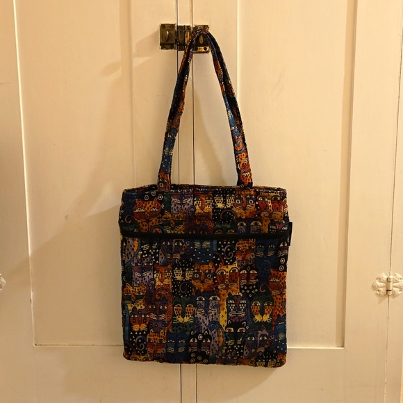 Laurel Burch Vintage tote style cat motif tapestry bag - Picture 2 of 11